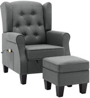 vidaXL Massagesessel mit Hocker Hellgrau Stoff
