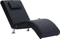 vidaXL Massage-Chaiselongue mit Kissen Schwarz Kunstleder