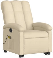 vidaXL Elektrischer Massagesessel mit Aufstehhilfe Creme Stoff