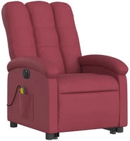 vidaXL Elektrischer Massagesessel mit Aufstehhilfe Weinrot Stoff