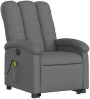 vidaXL Elektrischer Massagesessel mit Aufstehhilfe Dunkelgrau Stoff