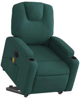 vidaXL Elektrischer Massagesessel mit Aufstehhilfe Dunkelgr&uuml;n Stoff