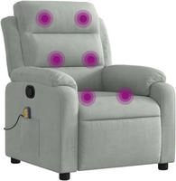 vidaXL Massagesessel Hellgrau Samt