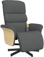 vidaXL Massagesessel mit Fu&szlig;teil Dunkelgrau Stoff