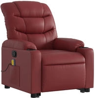 vidaXL Massagesessel mit Aufstehhilfe Weinrot Kunstleder