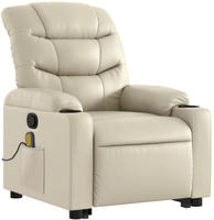 vidaXL Massagesessel mit Aufstehhilfe Creme Kunstleder