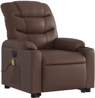 vidaXL Massagesessel mit Aufstehhilfe Elektrisch Braun Kunstleder