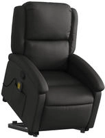 vidaXL Massagesessel mit Aufstehhilfe Schwarz Echtleder