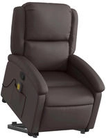 vidaXL Massagesessel mit Aufstehhilfe Dunkelbraun Echtleder