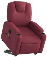 vidaXL Elektrischer Massagesessel mit Aufstehhilfe Weinrot Stoff