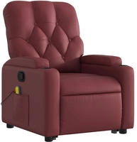 vidaXL Massagesessel mit Aufstehhilfe Weinrot Kunstleder