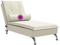 vidaXL Massage-Chaiselongue mit Nackenrolle Creme Samt