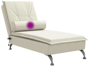 vidaXL Massage-Chaiselongue mit Nackenrolle Creme Samt (379457)