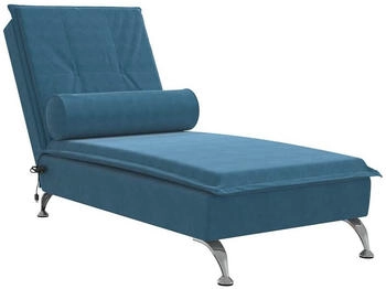 vidaXL Massage-Chaiselongue mit Nackenrolle Blau Samt (379458)