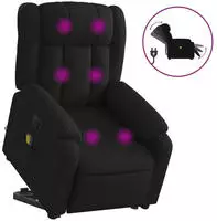 vidaXL Elektrischer Massagesessel mit Aufstehhilfe Schwarz Stoff