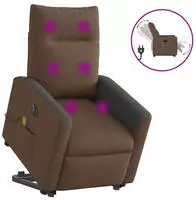 vidaXL Elektrischer Massagesessel mit Aufstehhilfe Braun Stoff
