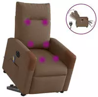 vidaXL Elektrischer Massagesessel mit Aufstehhilfe Braun Stoff
