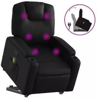 vidaXL Massagesessel mit Aufstehhilfe Schwarz Kunstleder