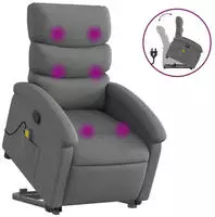 vidaXL Massagesessel mit Aufstehhilfe Dunkelgrau Stoff