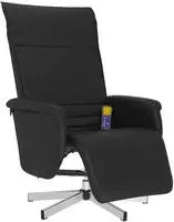 vidaXL Massagesessel mit Fu&szlig;teil Schwarz Kunstleder