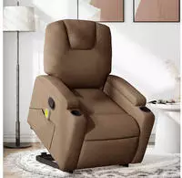 vidaXL Massagesessel mit Aufstehhilfe Braun Stoff