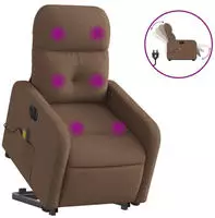 vidaXL Elektrischer Massagesessel mit Aufstehhilfe Braun Stoff