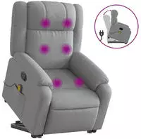 vidaXL Massagesessel mit Aufstehhilfe Hellgrau Stoff