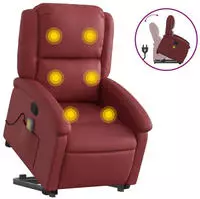 vidaXL Massagesessel mit Aufstehhilfe Weinrot Kunstleder