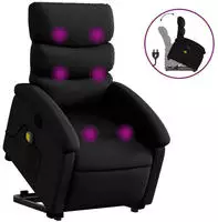 vidaXL Massagesessel mit Aufstehhilfe Schwarz Kunstleder