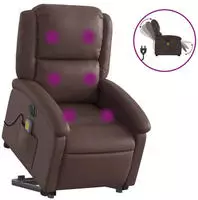 vidaXL Massagesessel mit Aufstehhilfe Elektrisch Braun Kunstleder