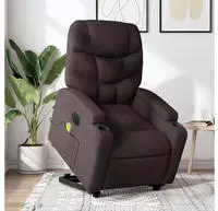 vidaXL Elektrischer Massagesessel mit Aufstehhilfe Dunkelbraun Stoff