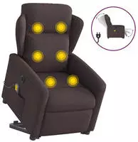 vidaXL Elektrischer Massagesessel mit Aufstehhilfe Dunkelbraun Stoff