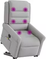 vidaXL Massagesessel mit Aufstehhilfe Elektrisch Wolkengrau Stoff