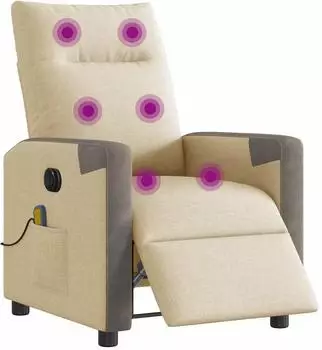 vidaXL Massagesessel elektrisch, Stoff, creme (3324088)