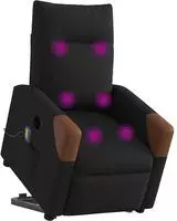 vidaXL Elektrischer Massagesessel mit Aufstehhilfe Schwarz Stoff