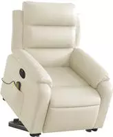 vidaXL Massagesessel mit Aufstehhilfe Elektrisch Creme Kunstleder
