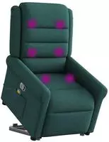 vidaXL Massagesessel mit Aufstehhilfe Dunkelgr&uuml;n Stoff