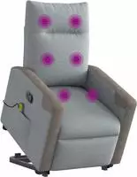 vidaXL Massagesessel mit Aufstehhilfe Hellgrau Stoff