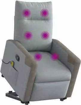 vidaXL Massagesessel mit Aufstehhilfe, hellgrau, Stoff (3324095)