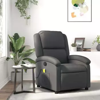 vidaXL Massagesessel Relaxsessel Echtleder grau (3205927)