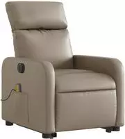 vidaXL Massagesessel mit Aufstehhilfe Elektrisch Cappuccino Kunstleder