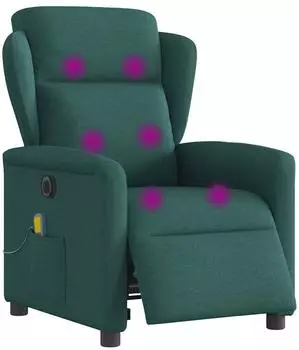 vidaXL Elektrischer Massagesessel, neigbar, dunkelgr&uuml;n, Stoff (3303130)