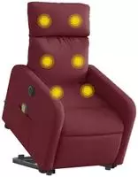 vidaXL Elektrischer Massagesessel mit Aufstehhilfe Weinrot Stoff