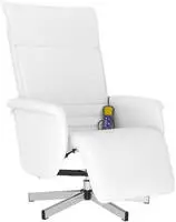 vidaXL Massagesessel mit Fu&szlig;teil Wei&szlig; Kunstleder