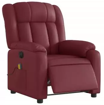 vidaXL Massagesessel Elektrisch Wei&szlig;rot Kunstleder (3205261)