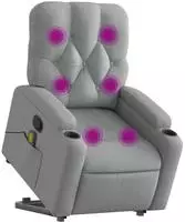 vidaXL Massagesessel mit Aufstehhilfe Hellgrau Stoff