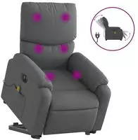 vidaXL Elektrischer Massagesessel mit Aufstehhilfe Dunkelgrau Stoff