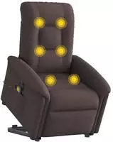 vidaXL Elektrischer Massagesessel mit Aufstehhilfe Dunkelbraun Stoff