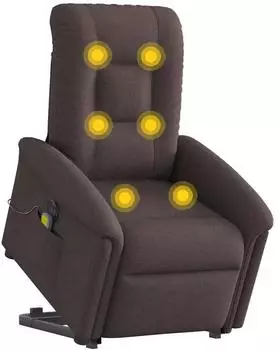 vidaXL Elektrischer Massagesessel mit Aufstehhilfe, dunkelbraun, Stoff (3303289)