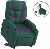 vidaXL Massagesessel mit Aufstehhilfe Dunkelgr&uuml;n Stoff